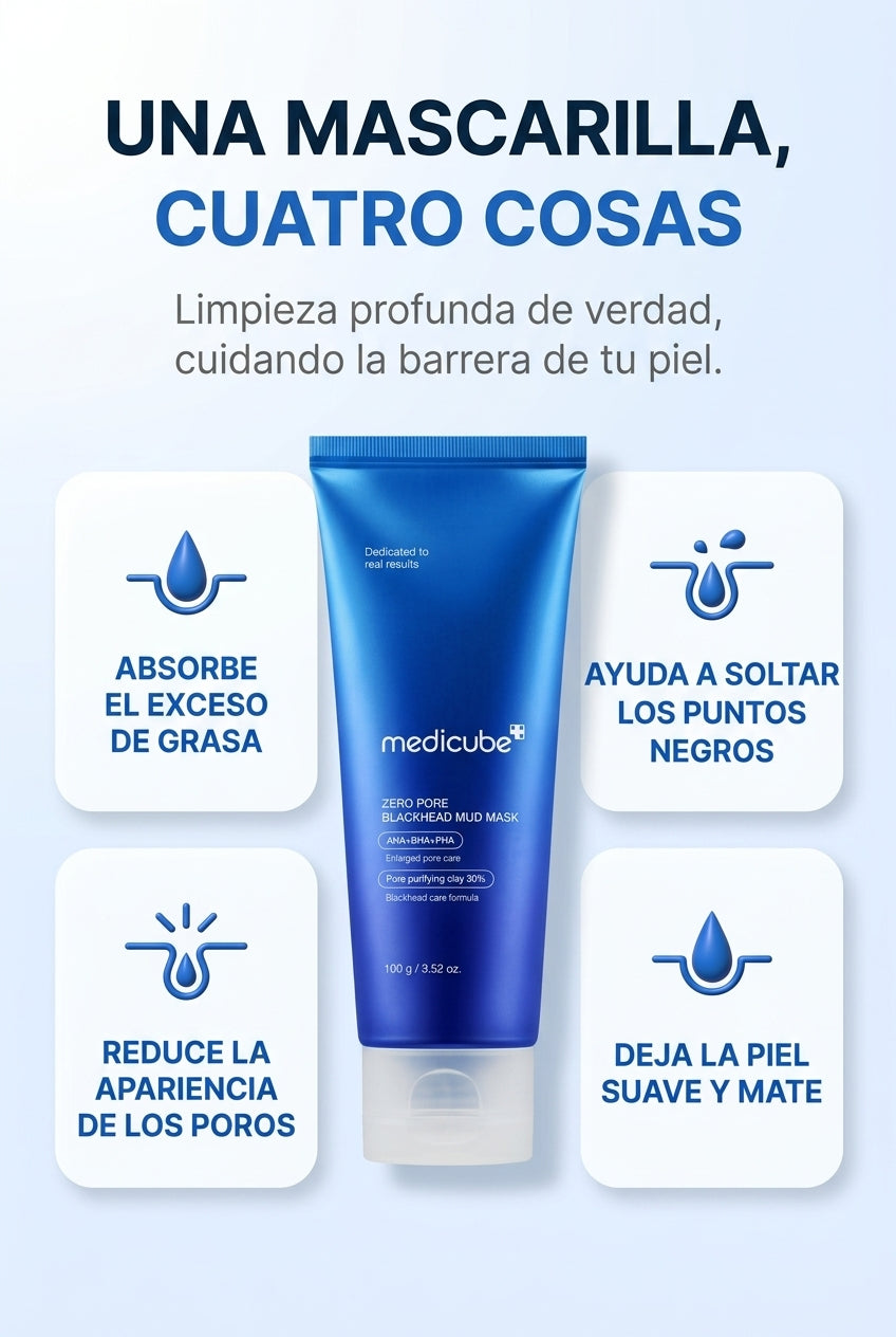 Absorbe grasa, saca puntos negros, afina poros, piel mate
