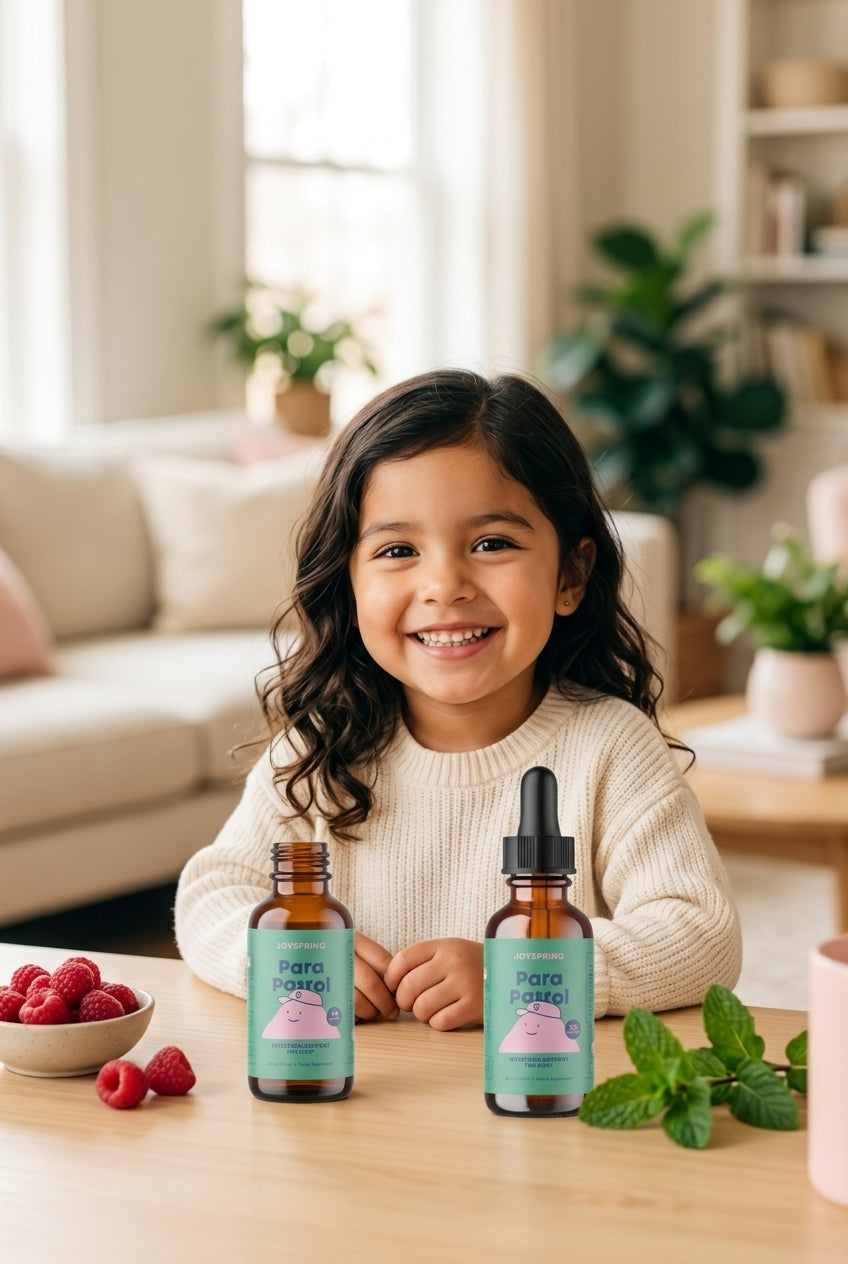 Niña feliz con las gotas ParaKids