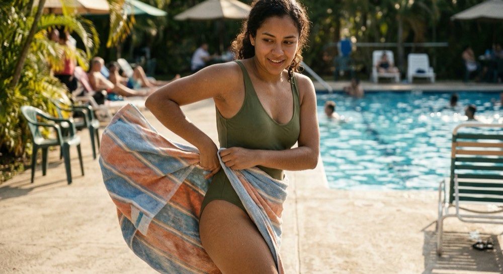 Mujer cubriéndose
